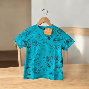 NEW Boys Gymboree Star Wars Blue Kids T-Shirt Size 3T R2-D2 Chewbacca C-3PO